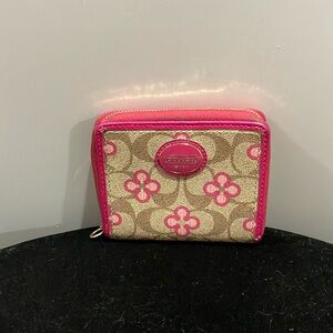 Small Coach coated floral canvas wallet